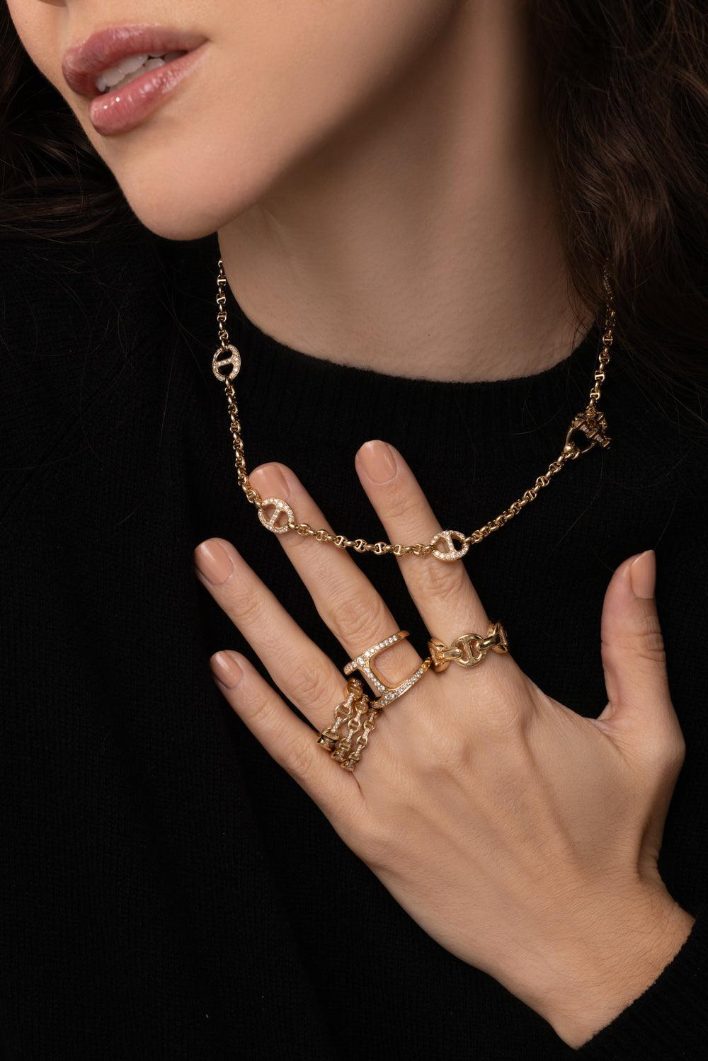 Micro Open Link Station Necklace-YELLOW GOLD-JEWELRYFINE JEWELNECKLACE O-HOORSENBUHS LLC.