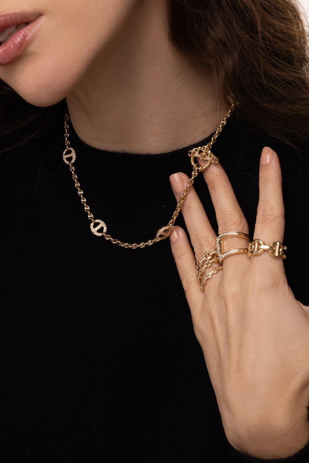 Micro Open Link Station Necklace-YELLOW GOLD-JEWELRYFINE JEWELNECKLACE O-HOORSENBUHS LLC.