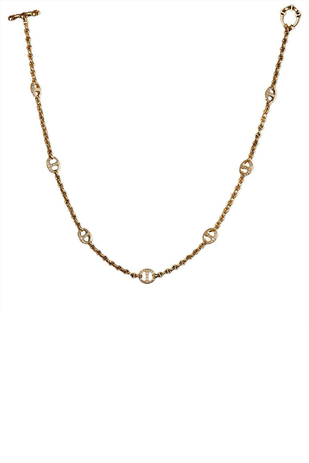 Micro Open Link Station Necklace-YELLOW GOLD-JEWELRYFINE JEWELNECKLACE O-HOORSENBUHS LLC.