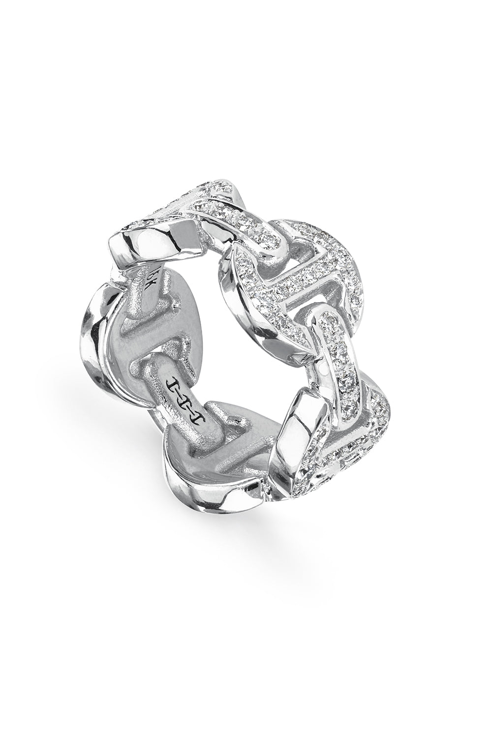 Classic Tri-Link Antiquated Ring-WHITE GOLD-7-JEWELRYFINE JEWELRING-HOORSENBUHS LLC.