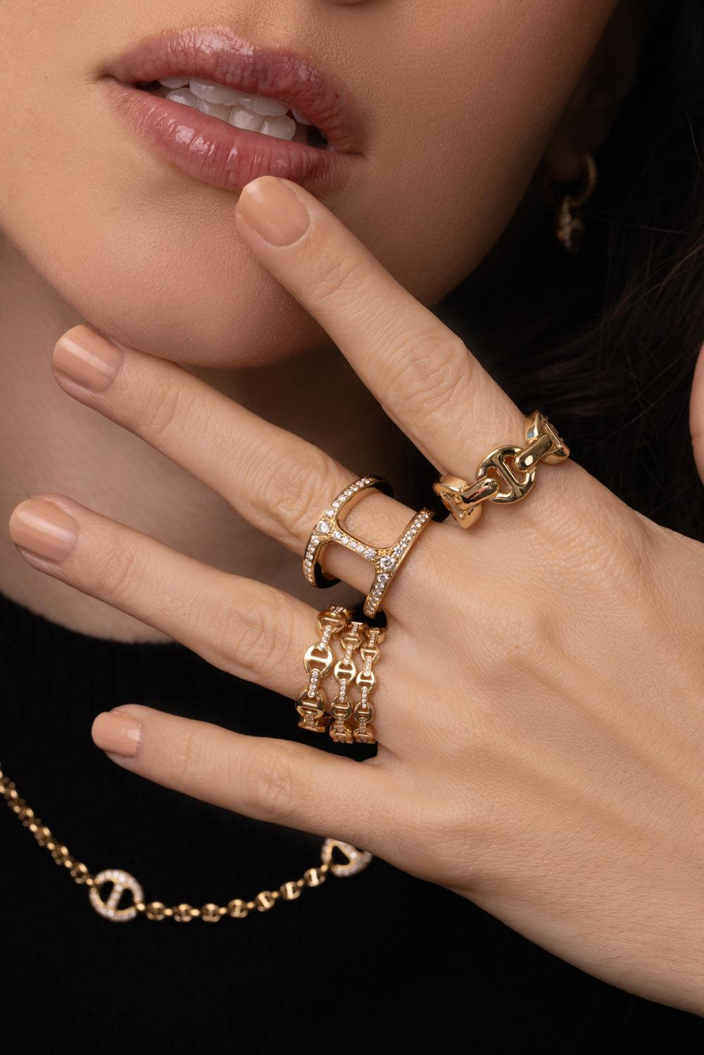 Micro Dame II Diamond Bridge Ring-YELLOW GOLD-6.5-JEWELRYFINE JEWELRING-HOORSENBUHS LLC.