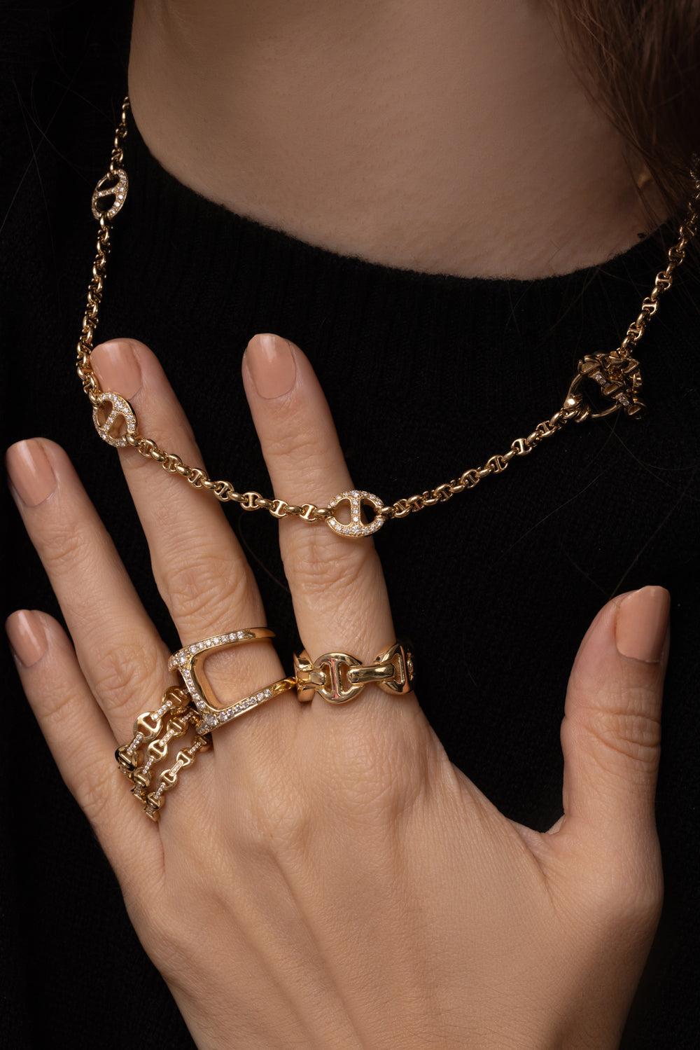 Classic Tri-Link Ring-YELLOW GOLD-7-JEWELRYFINE JEWELRING-HOORSENBUHS LLC.