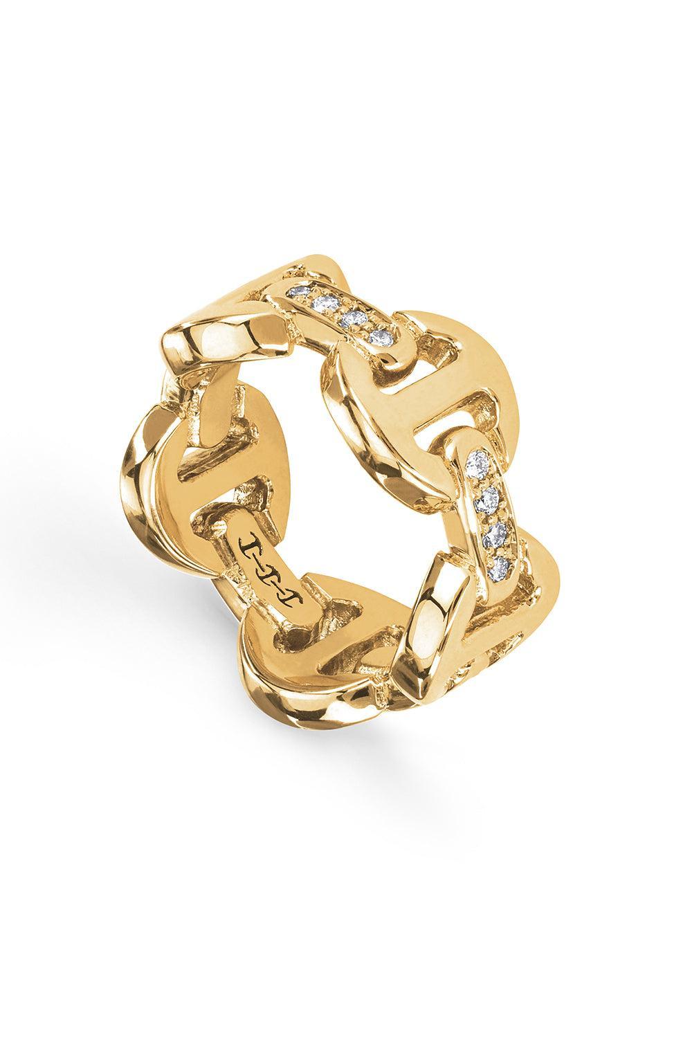 Dame Classic Tri-Link Diamond Ring-YELLOW GOLD-7.5-JEWELRYFINE JEWELRING-HOORSENBUHS LLC.