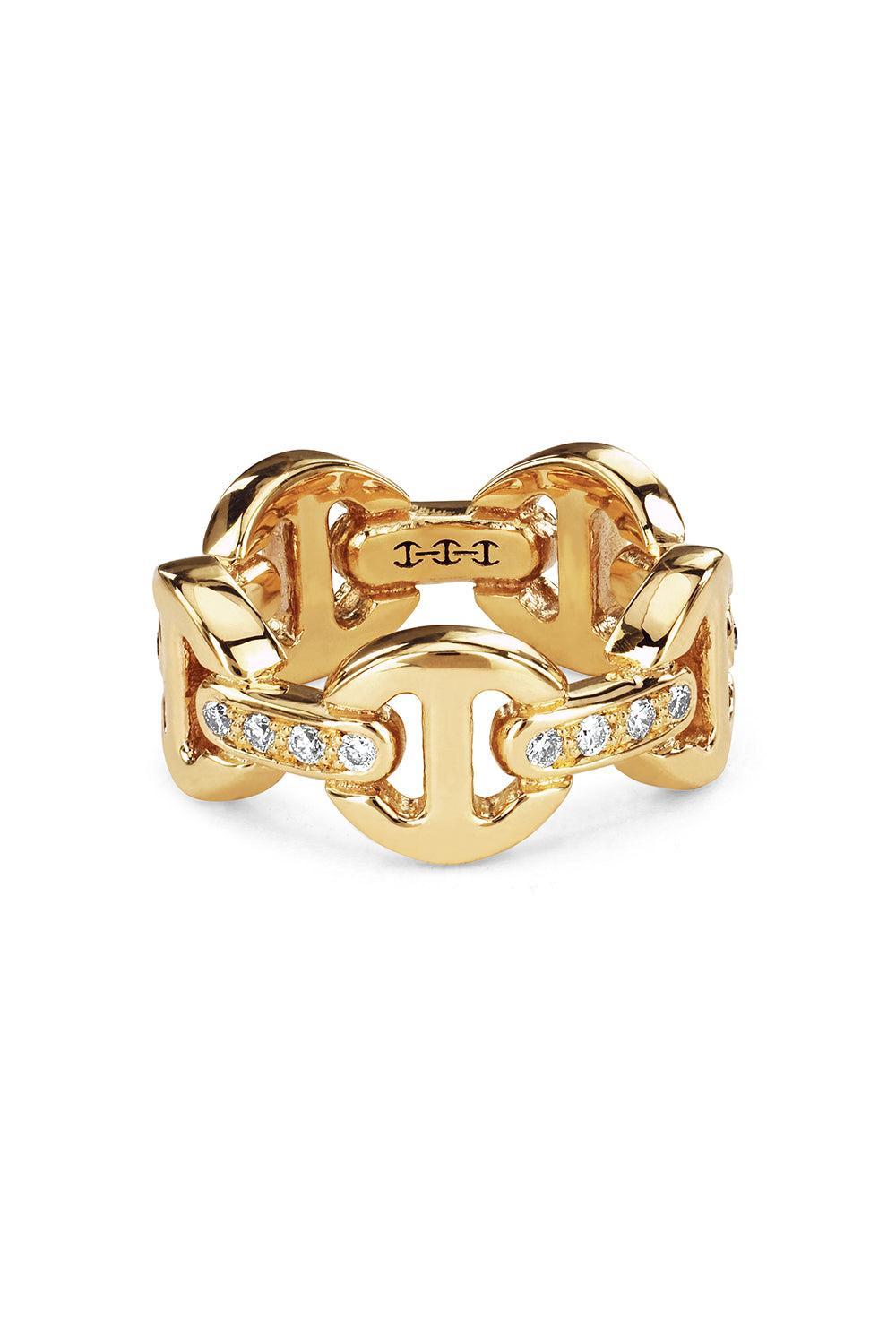Dame Classic Tri-Link Diamond Ring-YELLOW GOLD-7.5-JEWELRYFINE JEWELRING-HOORSENBUHS LLC.