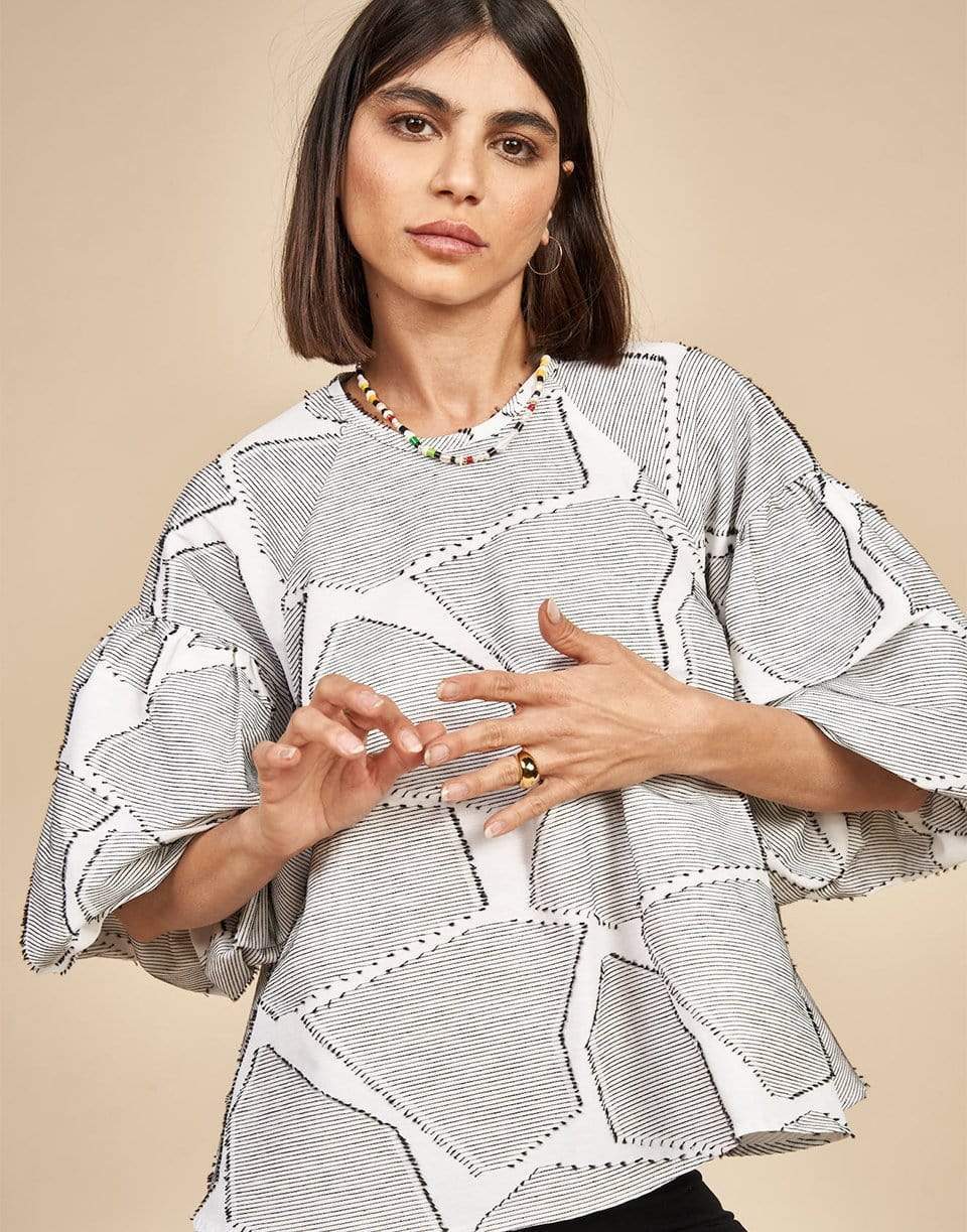 HUNTER BELL-Black & White Flow Top-