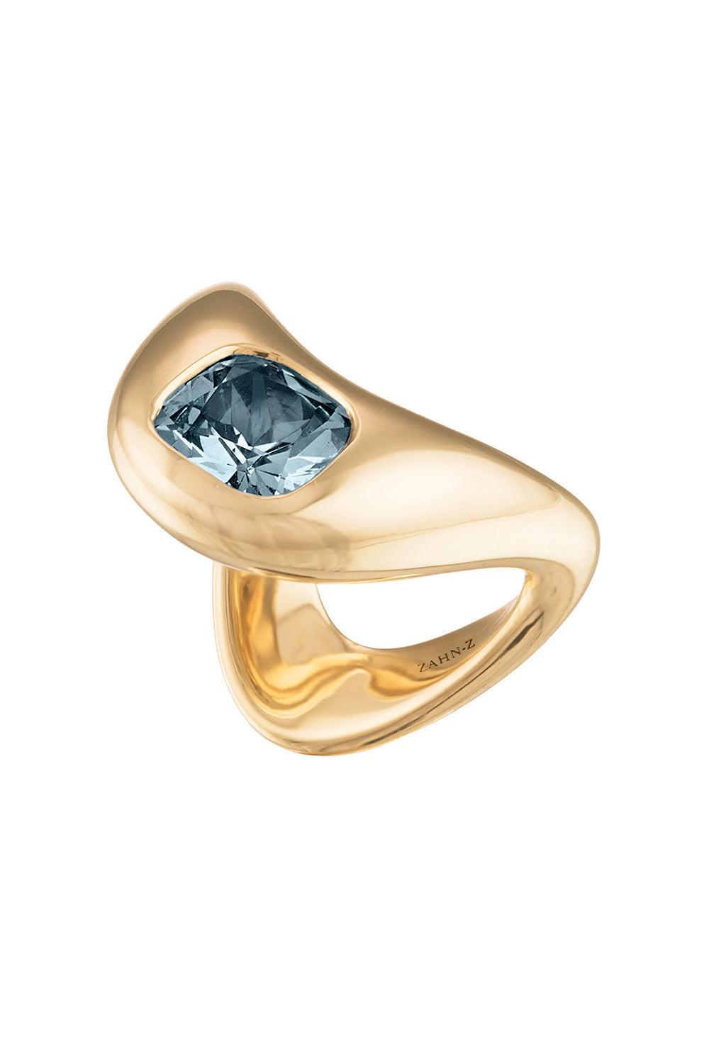 Blue Grey Spinal Ring-YELLOW GOLD-6.5-JEWELRYFINE JEWELRING-ZAHN-Z