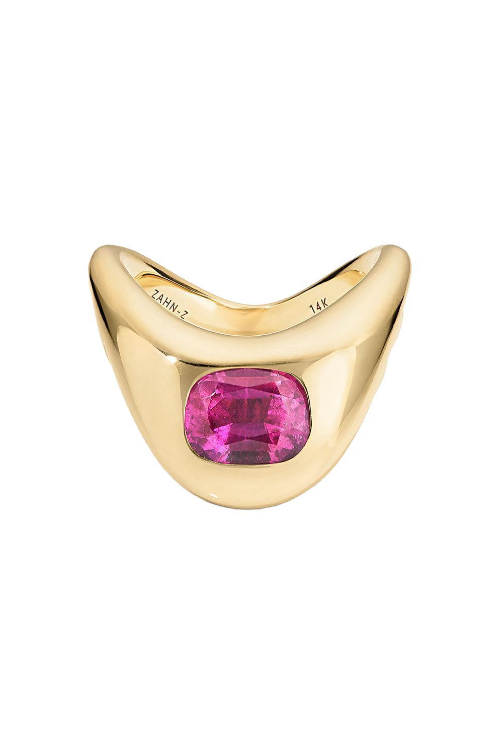 Elongated Cushion Vivid Pinky Ring-YELLOW GOLD-6.5-JEWELRYFINE JEWELRING-ZAHN-Z