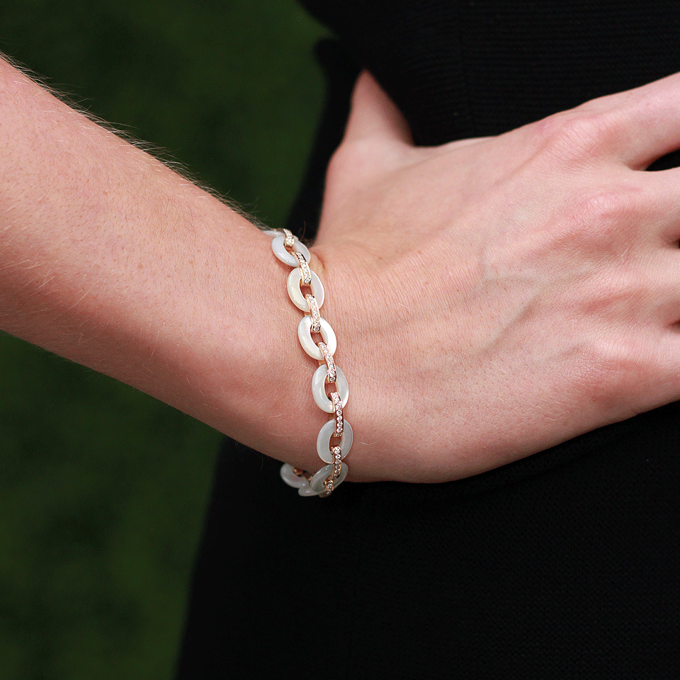 INBAR-Mother Of Pearl Link Bracelet-ROSE GOLD