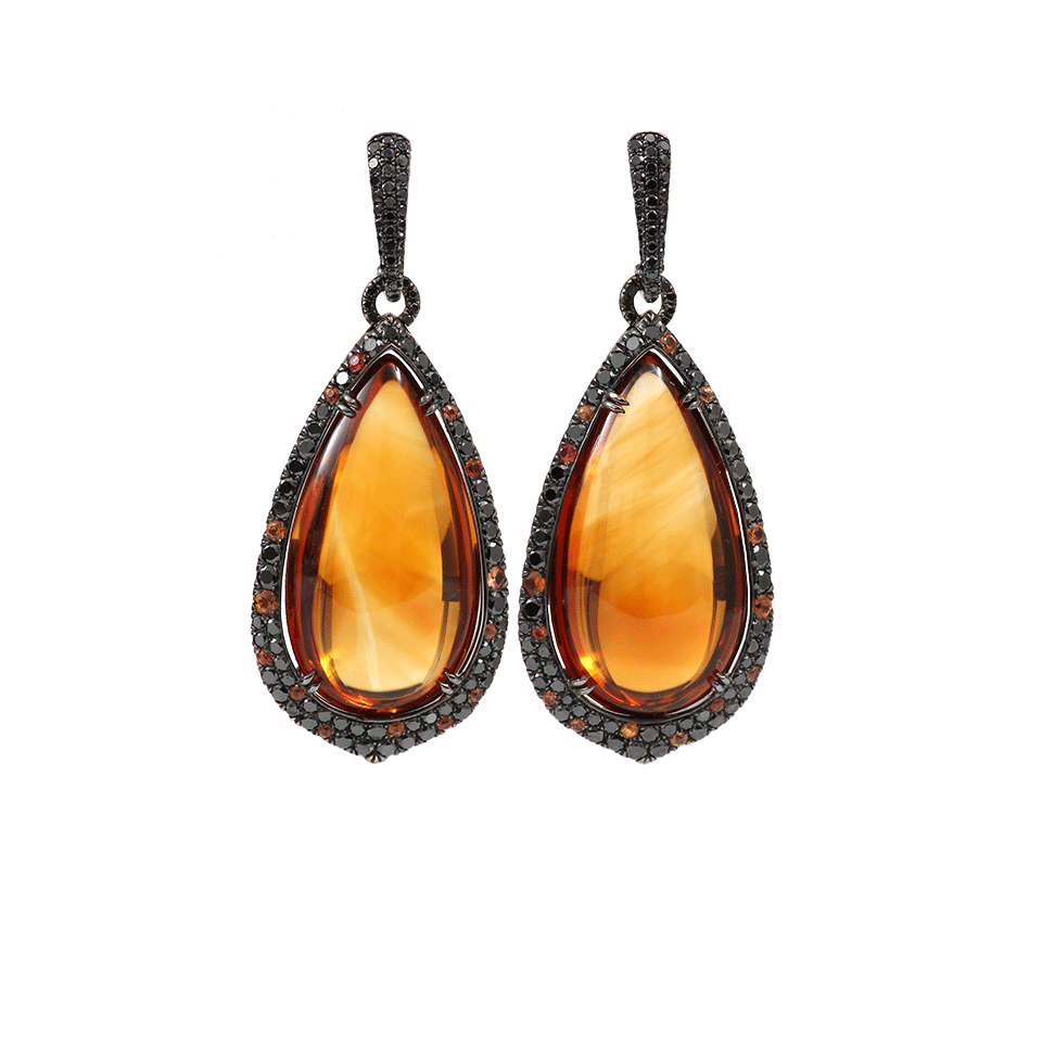 INBAR-Citrine Drop Earrings-BLACK GOLD