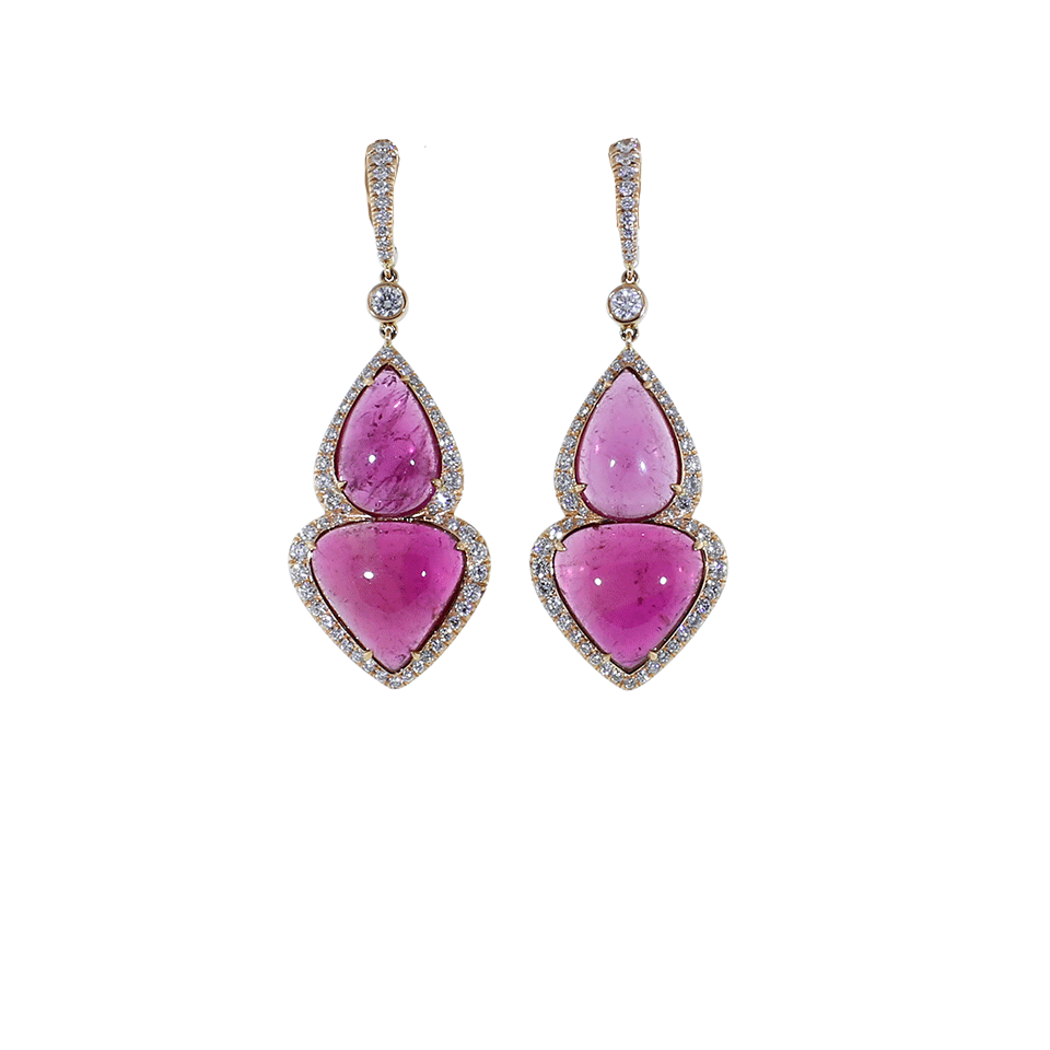 INBAR-Cabochon Pink Tourmaline Earrings-ROSE GOLD