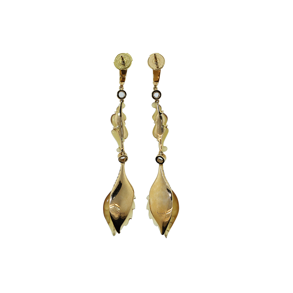 INBAR-Carved Citrine Drop Earrings-ROSE GOLD