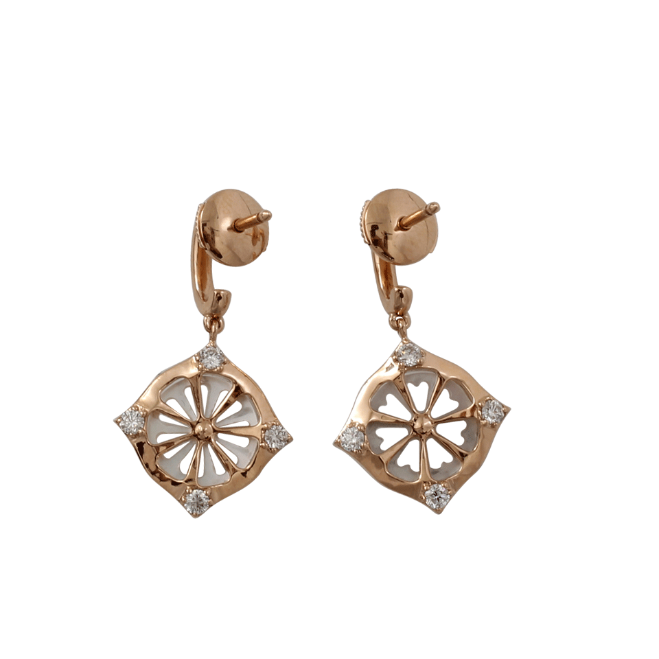 INBAR-Carved Mother Of Pearl Drop Earrings-ROSE GOLD