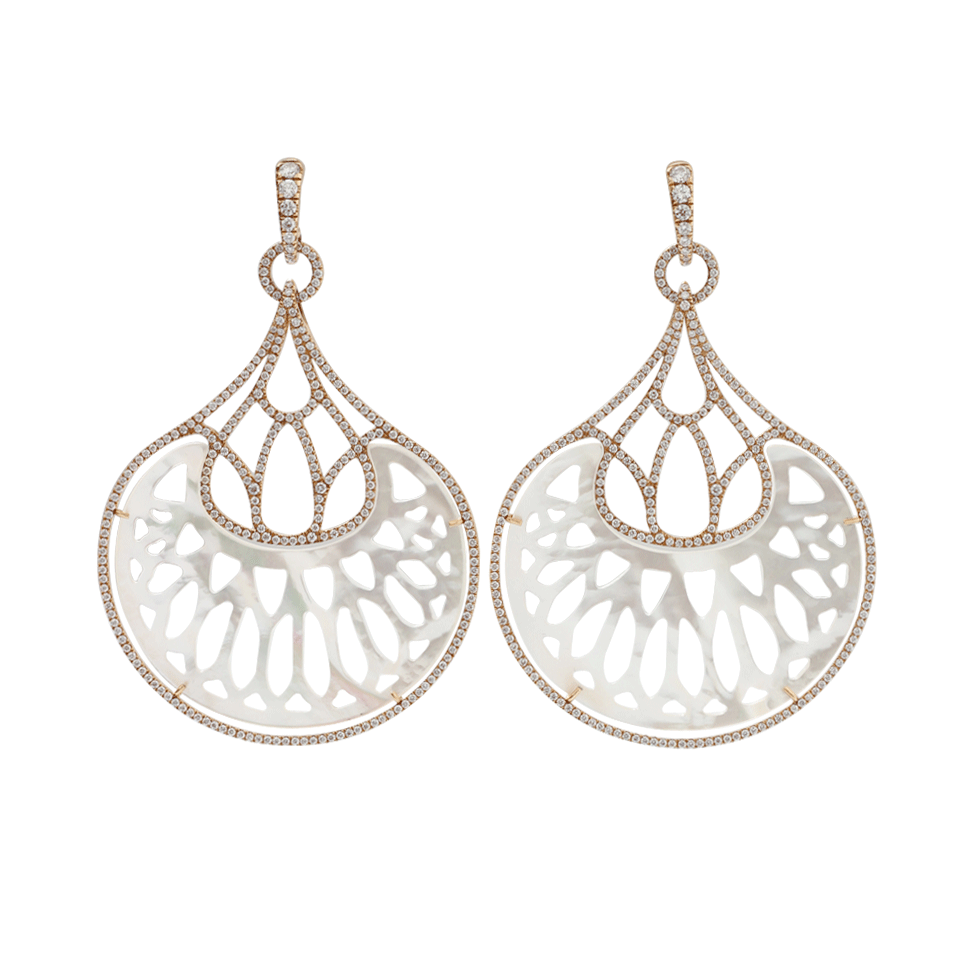 INBAR-Mother Of Pearl Fan Earrings-ROSE GOLD