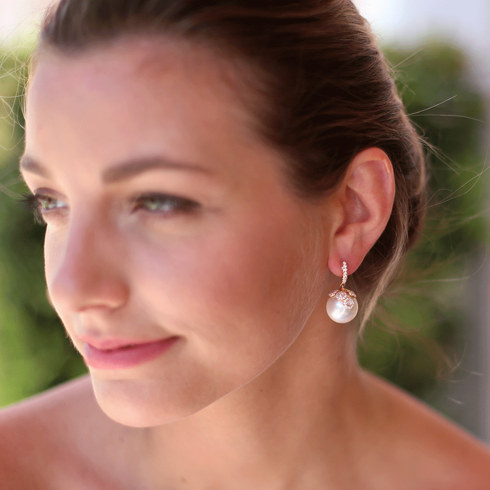 INBAR-Peal Drop Earrings-ROSE GOLD