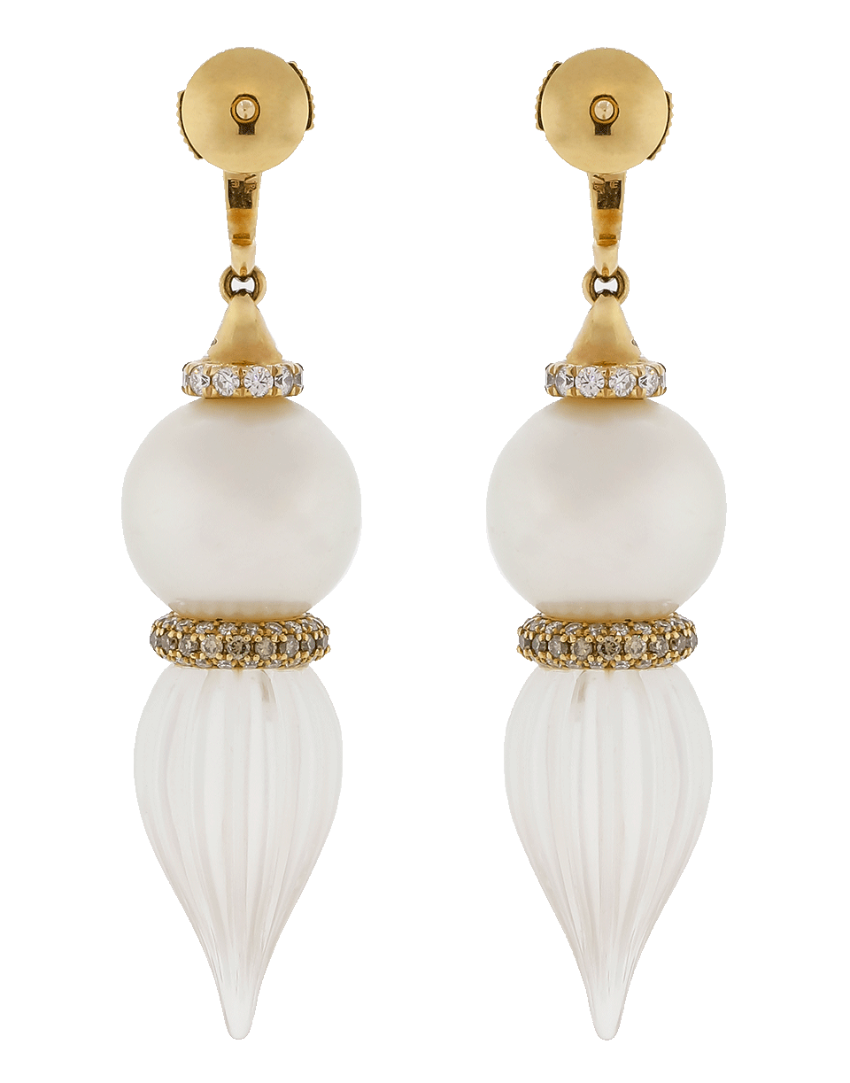 INBAR-Pearl And Carved White Quartz Earrings-ROSE GOLD