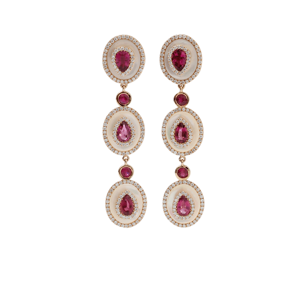 INBAR-Rubelite And Mother Of Pearl Drop Earrings-ROSE GOLD