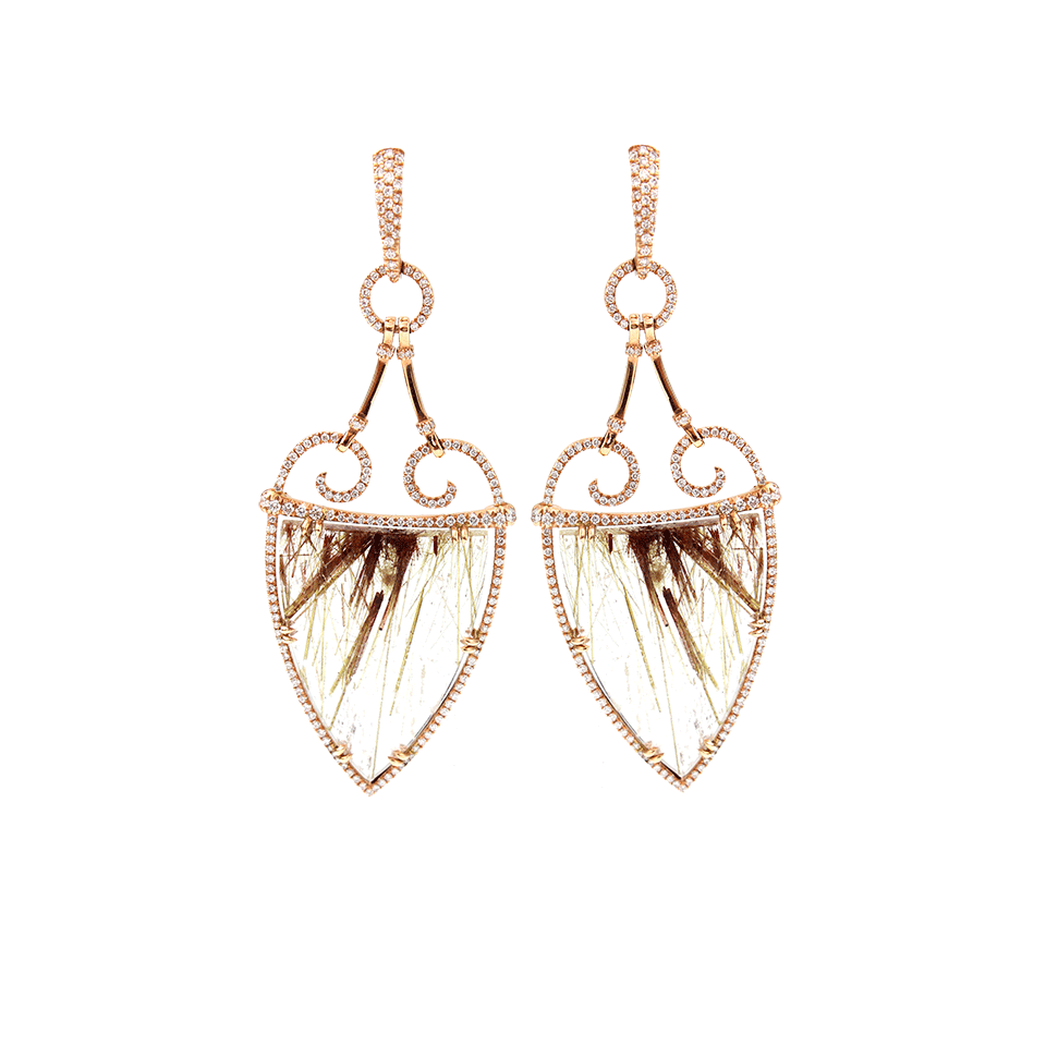 INBAR-Rutilated Quartz Earrings-ROSE GOLD