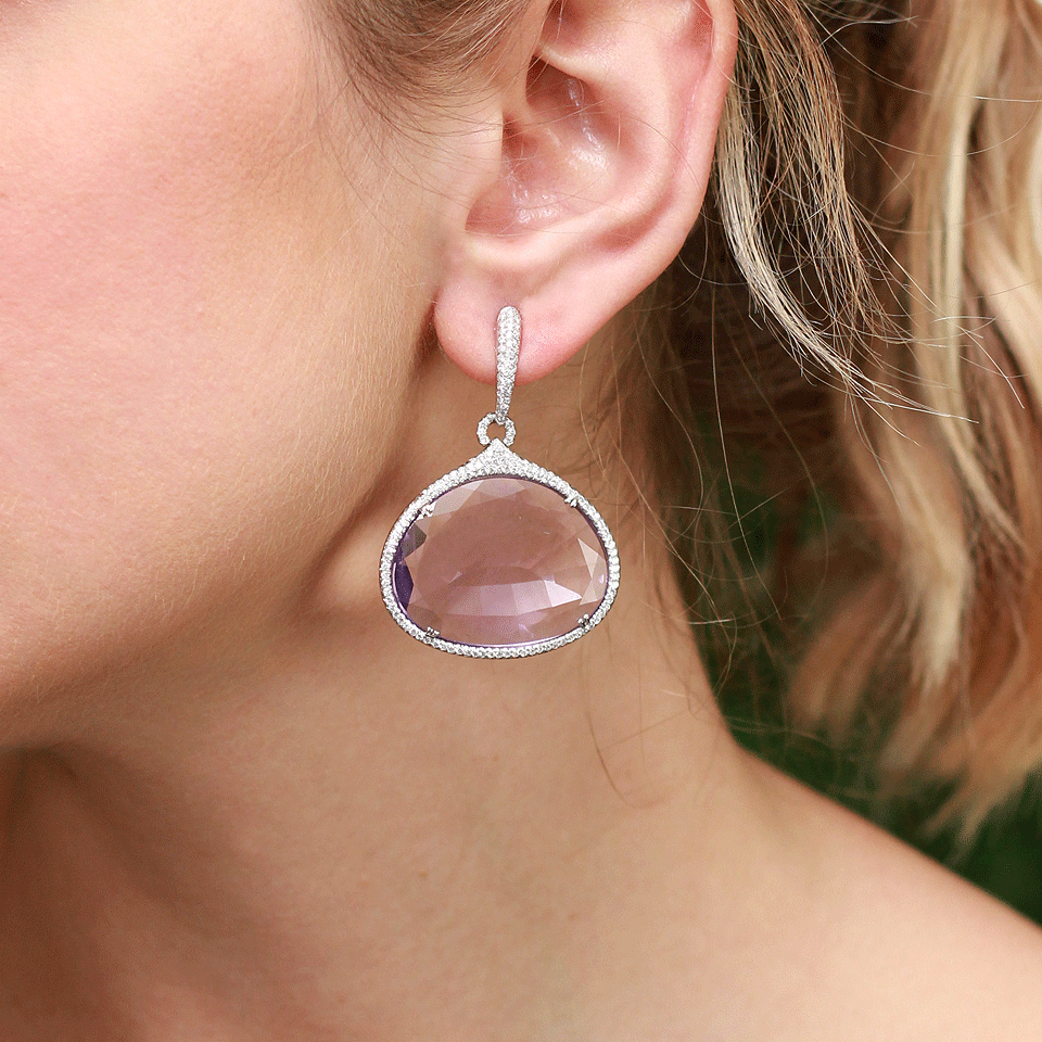 INBAR-Amethyst Drop Earrings-WHITE GOLD
