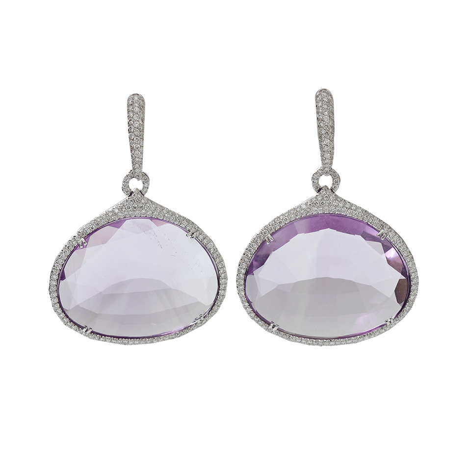 INBAR-Amethyst Drop Earrings-WHITE GOLD