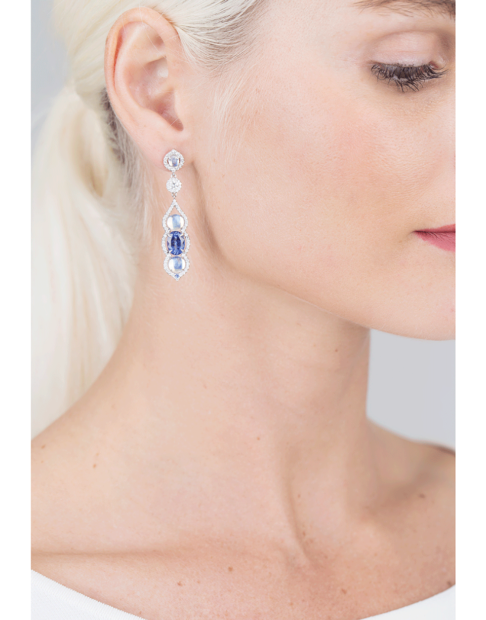 INBAR-Cabochon Earrings-WHITE GOLD
