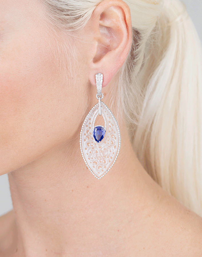 INBAR-Carved Earrings-WHITE GOLD