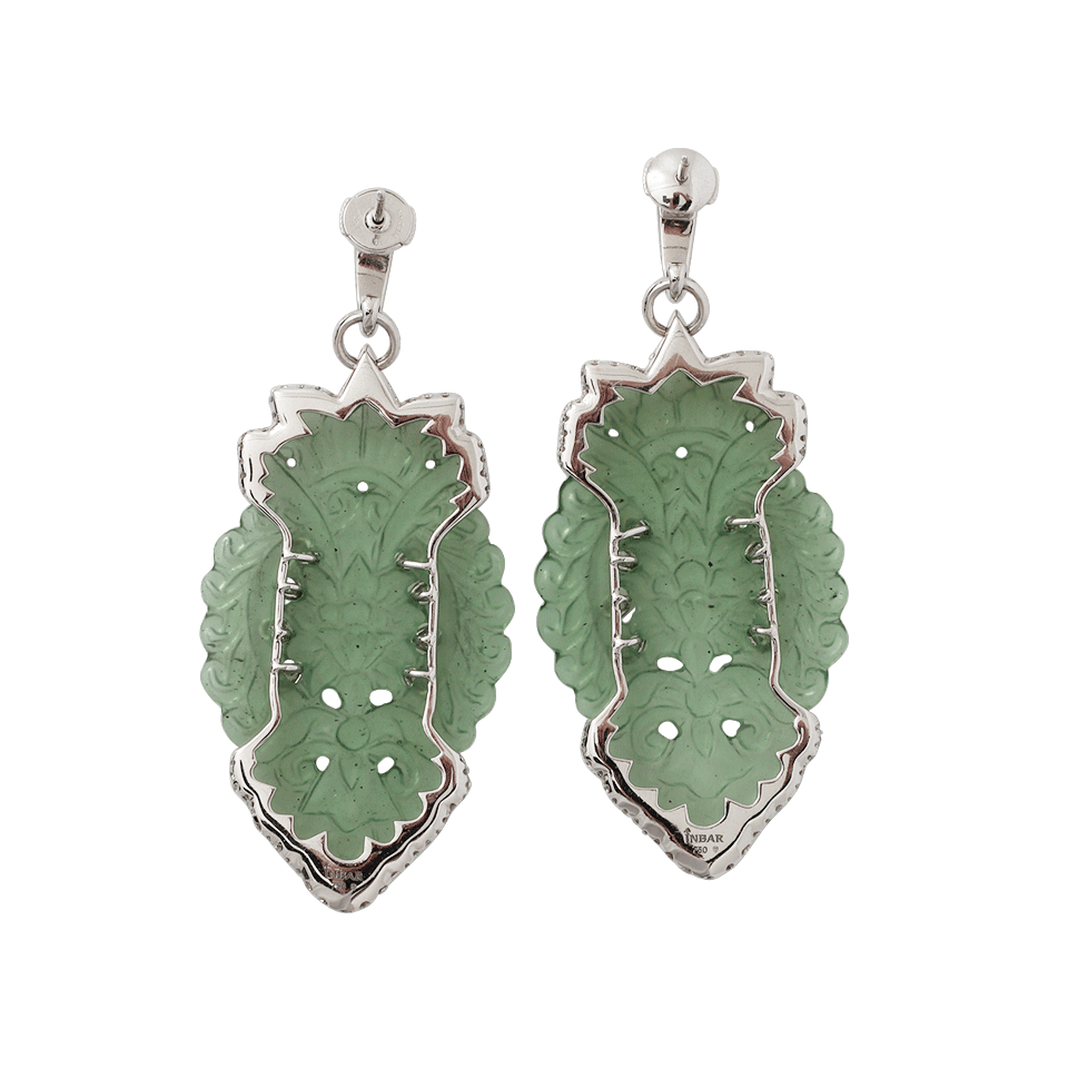 INBAR-Carved Serpentine And Diamond Earrings-WHITE GOLD