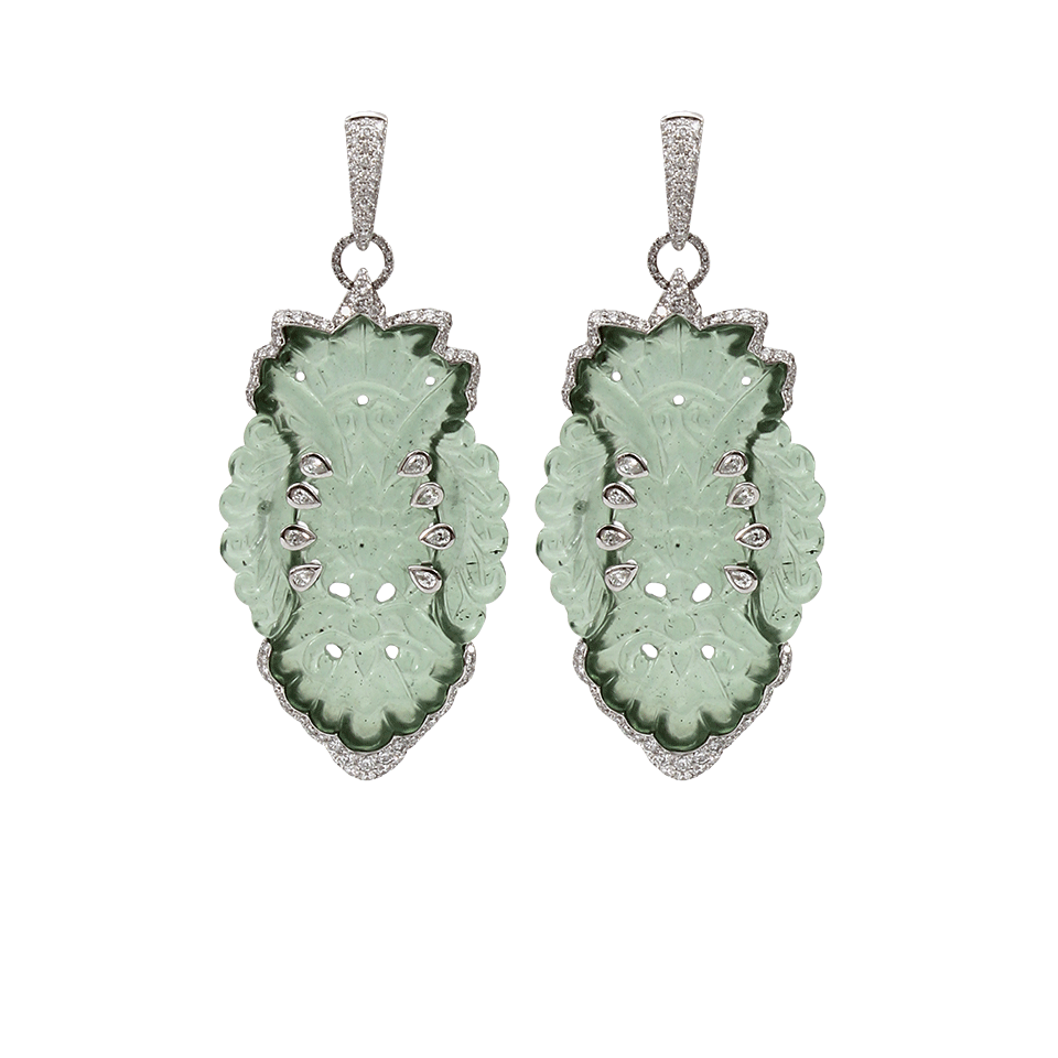 INBAR-Carved Serpentine Earrings-WHITE GOLD