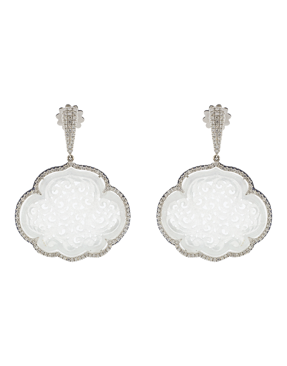 INBAR-Carved White Jade Cloud Earrings-WHITE GOLD