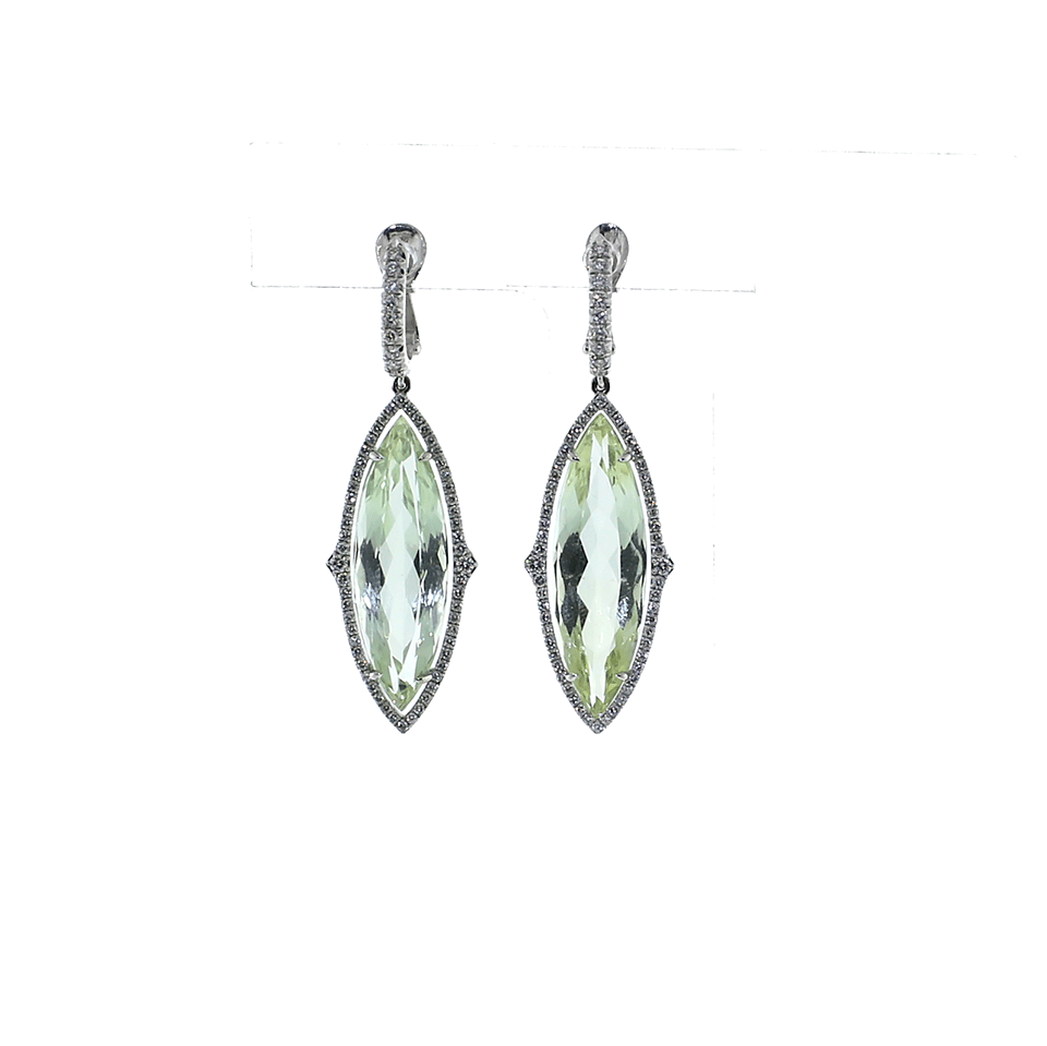 INBAR-Green Beryl And Diamond Drop Earrings-WHITE GOLD