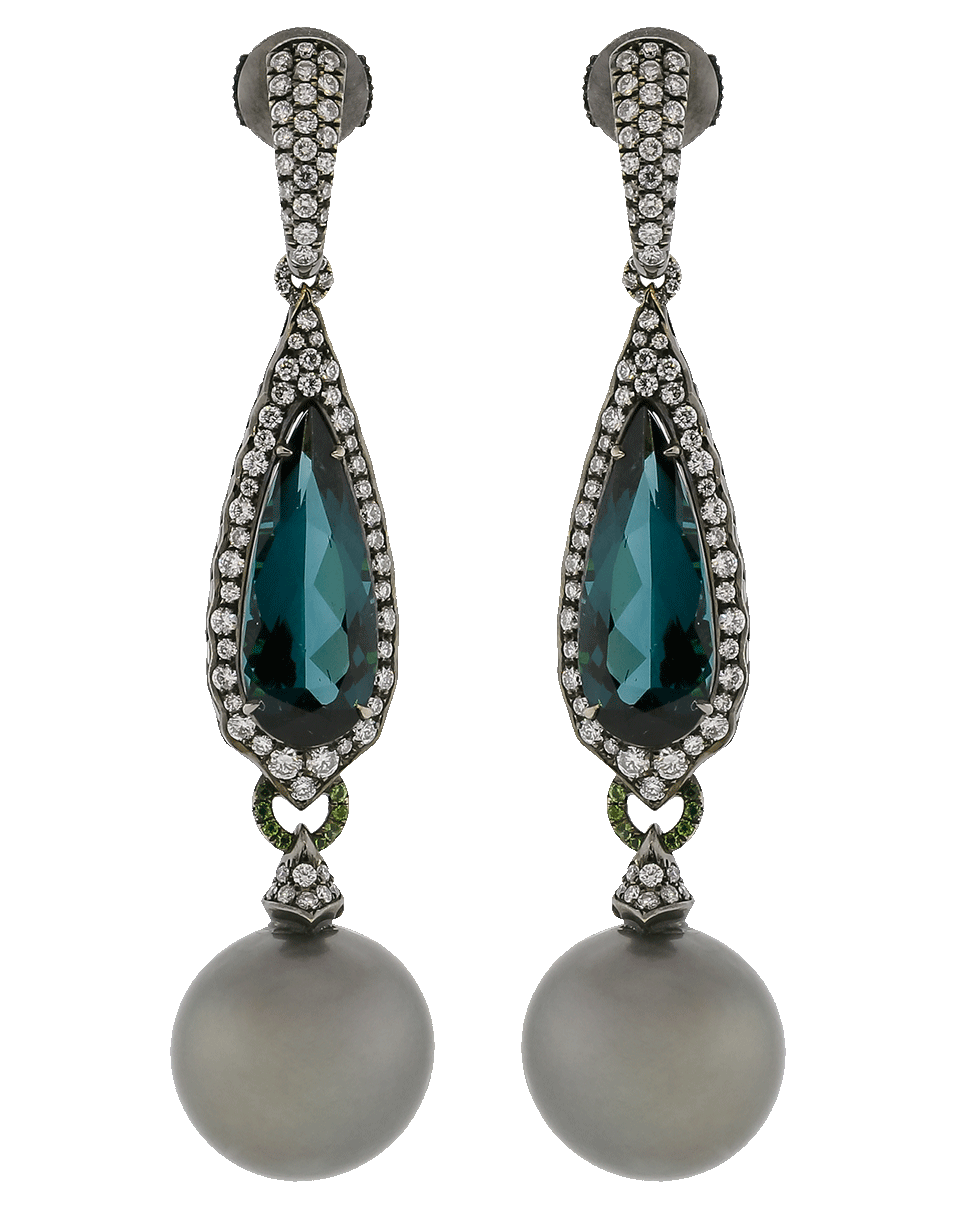 INBAR-Green Tourmaline Earrings-WHITE GOLD