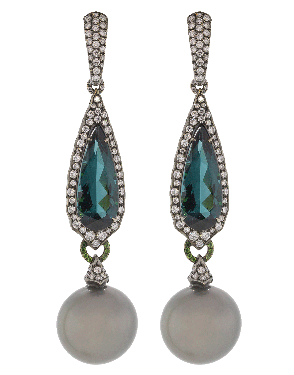 INBAR-Green Tourmaline Earrings-WHITE GOLD