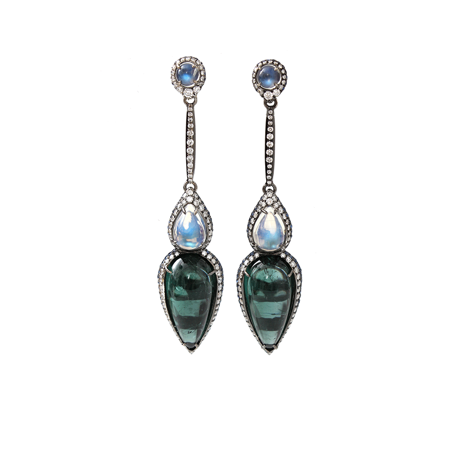 INBAR-Indicolite Tourmaline Earrings-WHITE GOLD