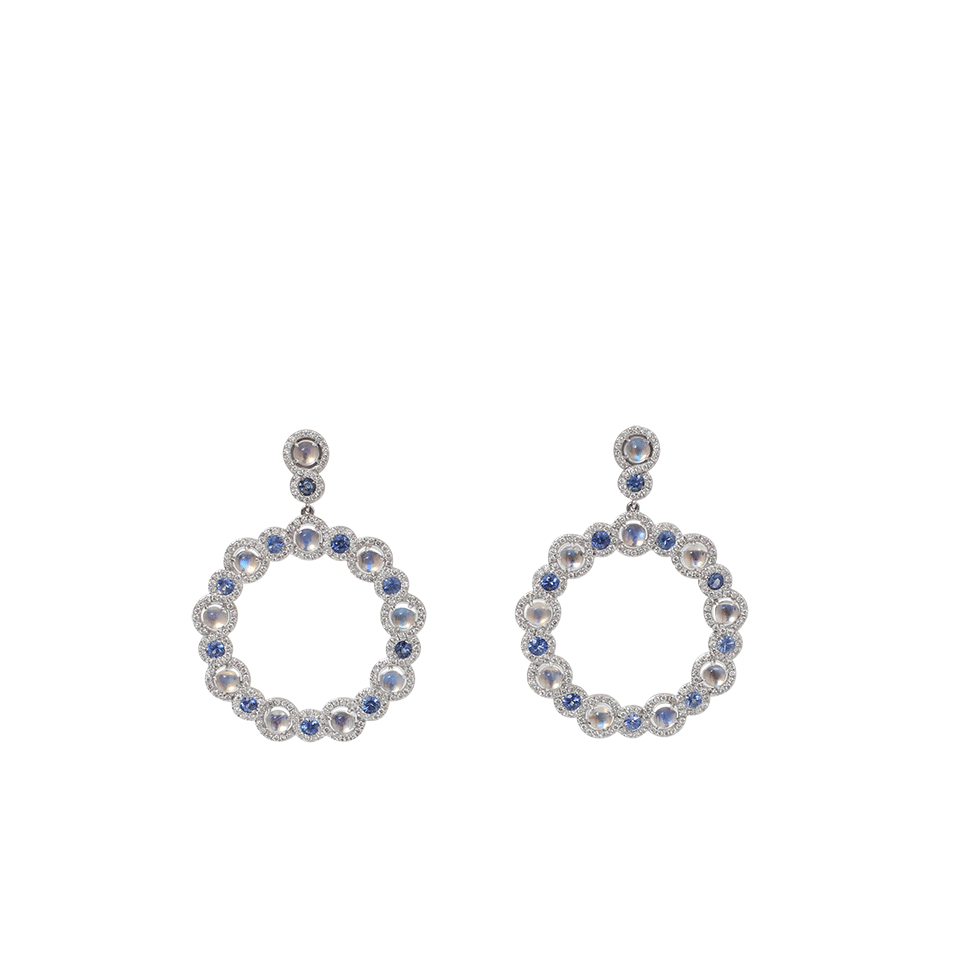 INBAR-Moonstone And Blue Sapphire Earrings-WHITE GOLD