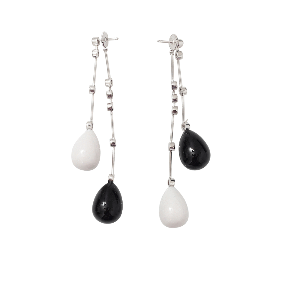 INBAR-Onyx Dangle Earrings-WHITE GOLD