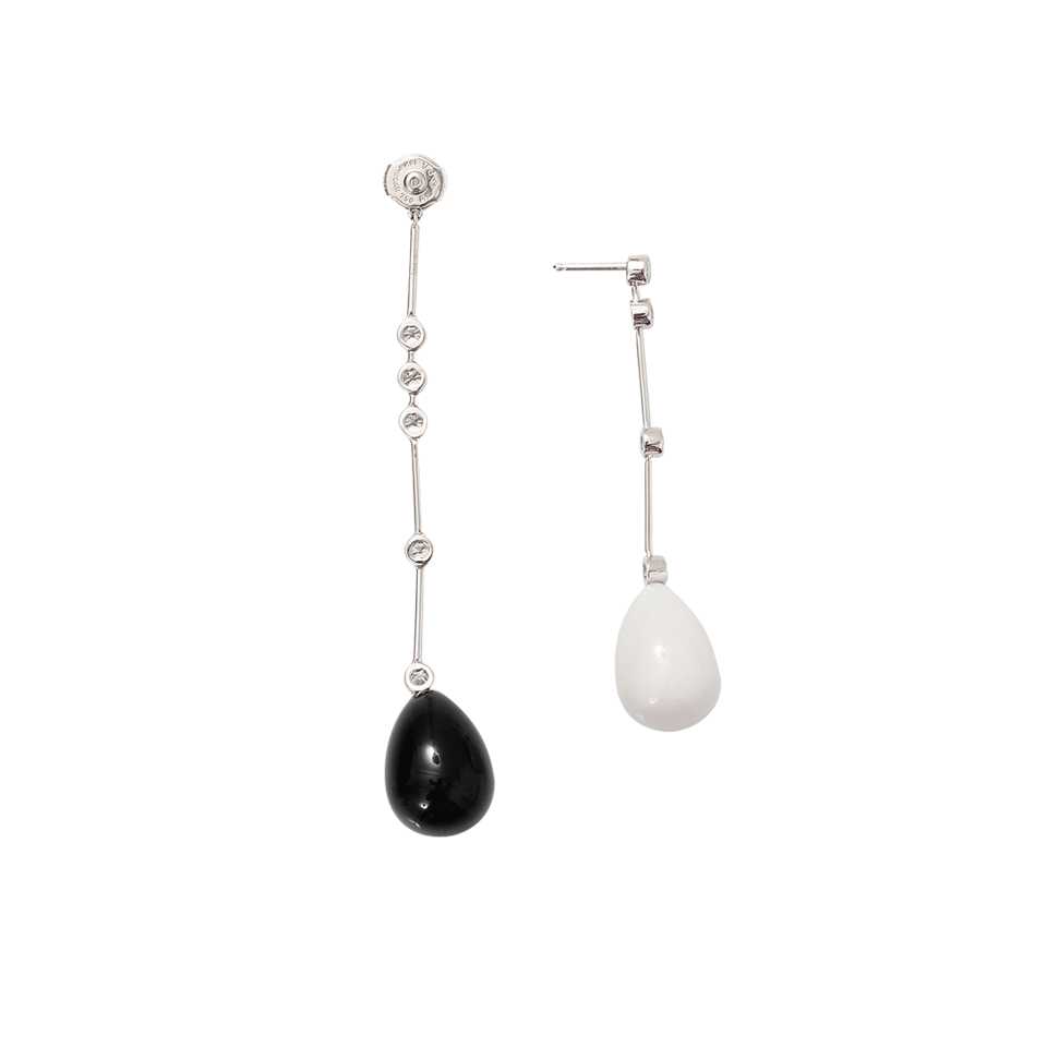 INBAR-Onyx Dangle Earrings-WHITE GOLD