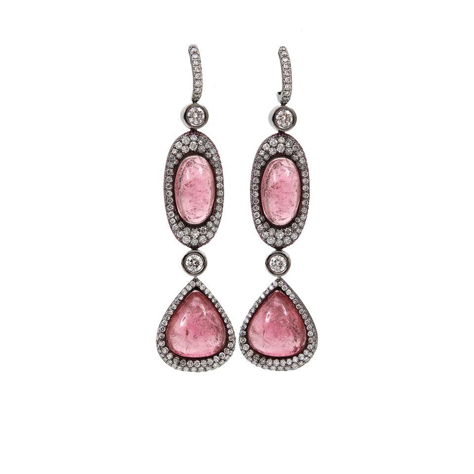 INBAR-Pink Tourmaline Drop Earrings-WHITE GOLD