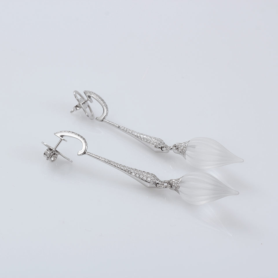 INBAR-Quartz Drop Earrings-WHITE GOLD