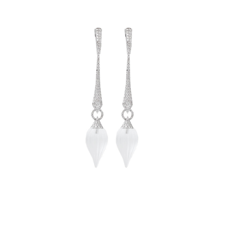INBAR-Quartz Drop Earrings-WHITE GOLD