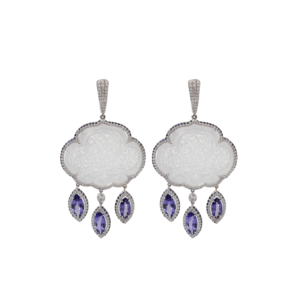 INBAR-Rain Cloud Tanzanite And Agate Earrings-WHITE GOLD