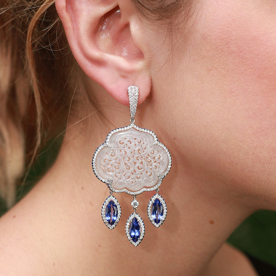 INBAR-Tanzanite Drop Earrings-WHITE GOLD