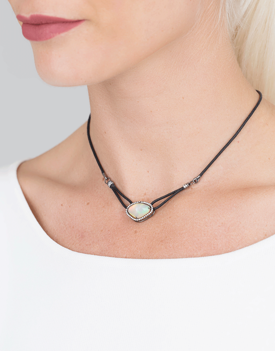 INBAR-Opal Pendant Necklace-BLACK GOLD