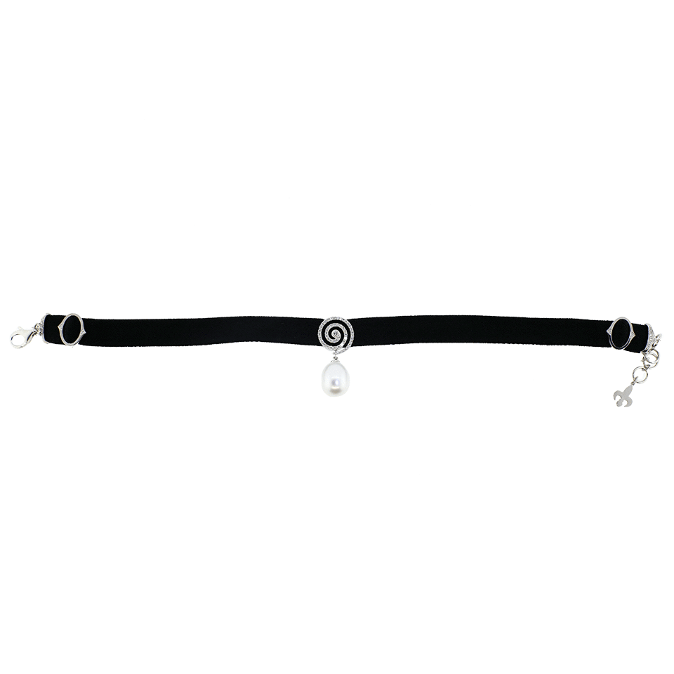 INBAR-Pearl And Diamond Choker-WHITE GOLD