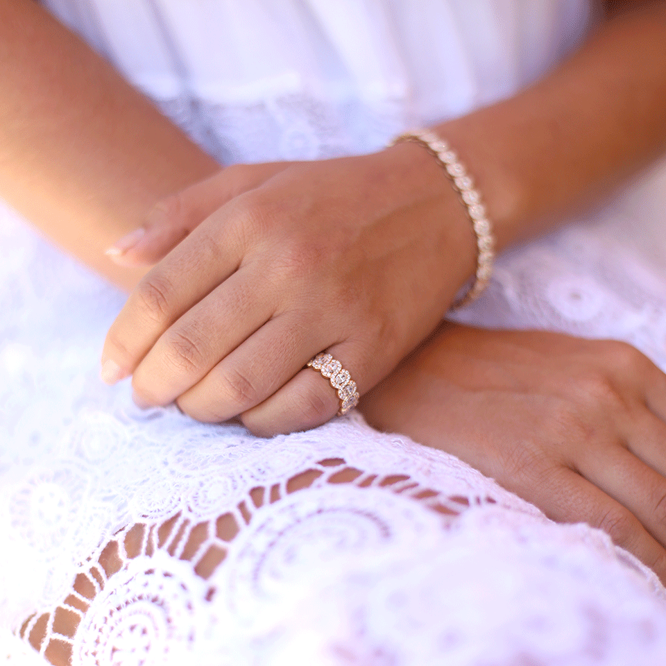 INBAR-Oval Diamond Eternity Band-ROSE GOLD