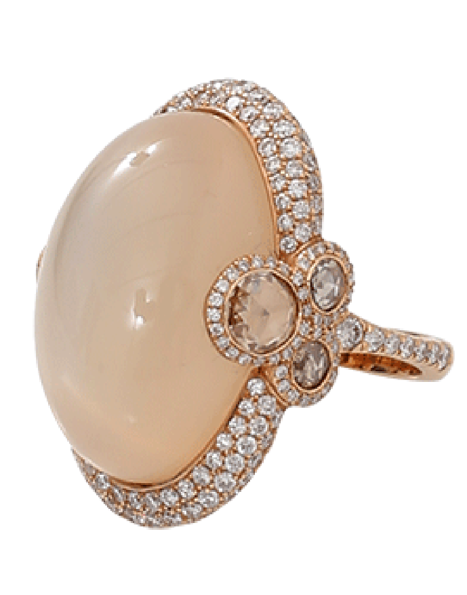 INBAR-Cabochon Moonstone Diamond Ring-ROSE GOLD
