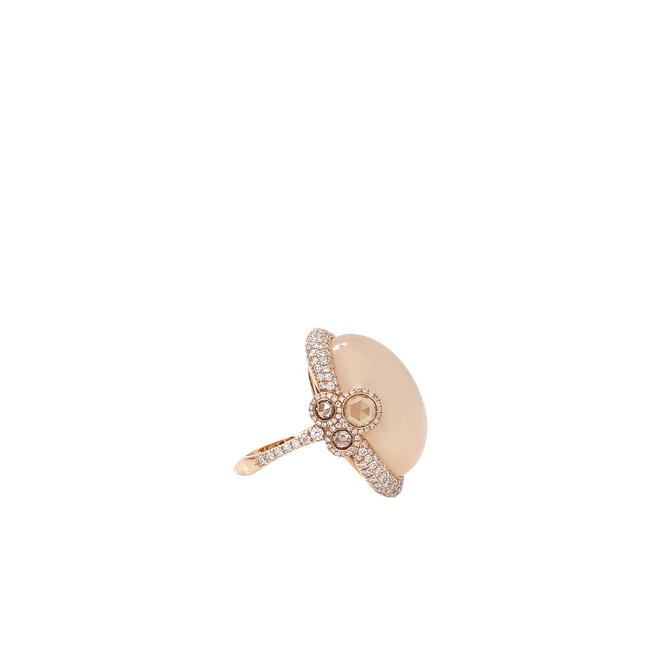 INBAR-Cabochon Moonstone Diamond Ring-ROSE GOLD