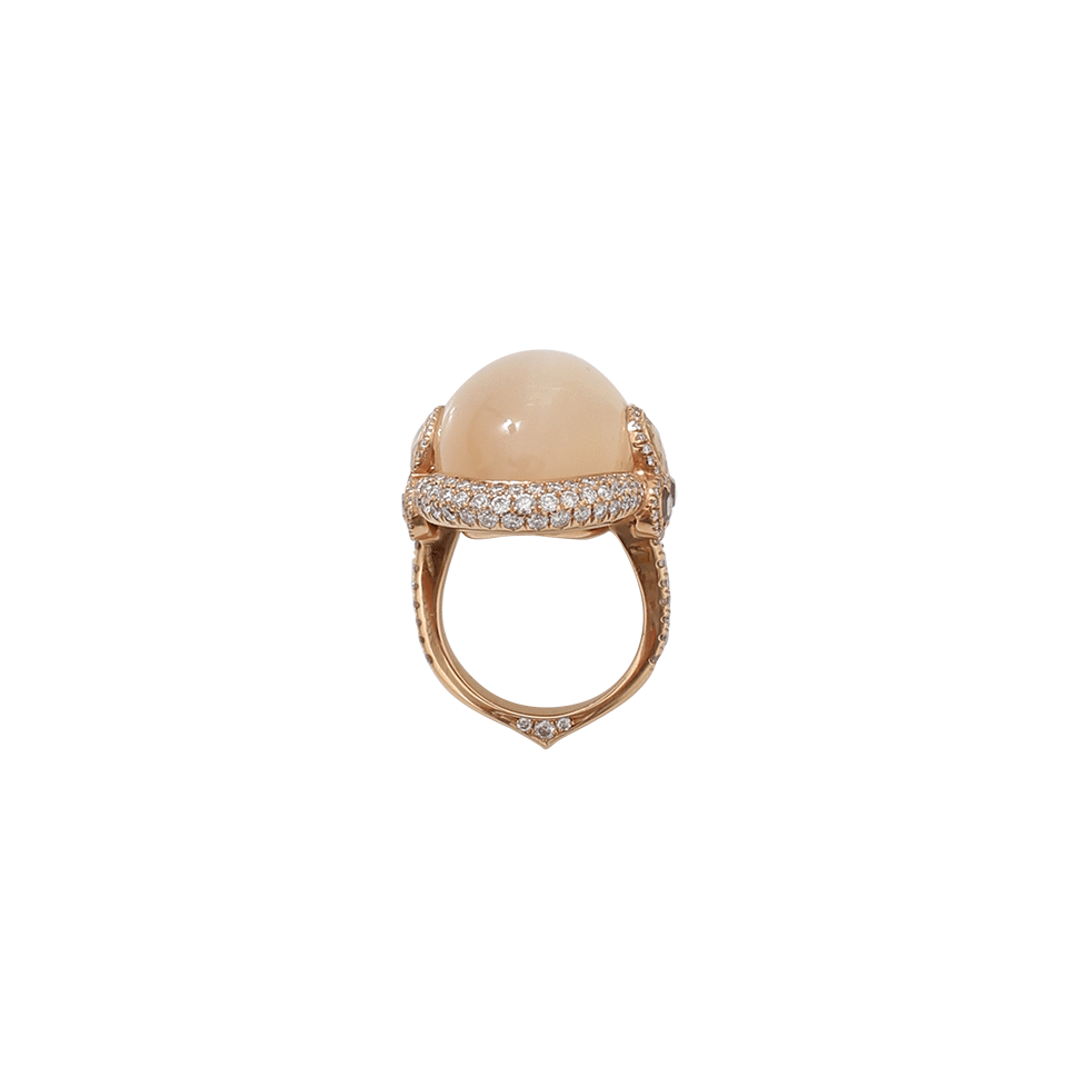 INBAR-Cabochon Moonstone Diamond Ring-ROSE GOLD