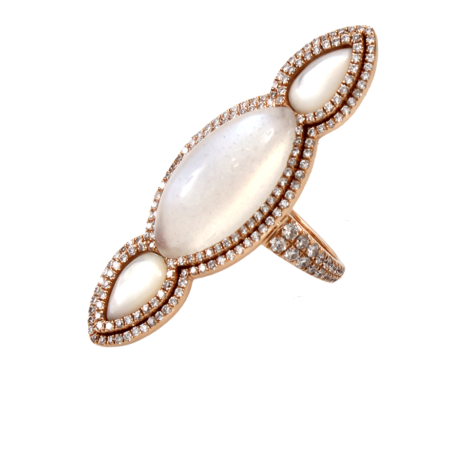 INBAR-Marqiza Moonstone Mother of Pearl Ring-ROSE GOLD
