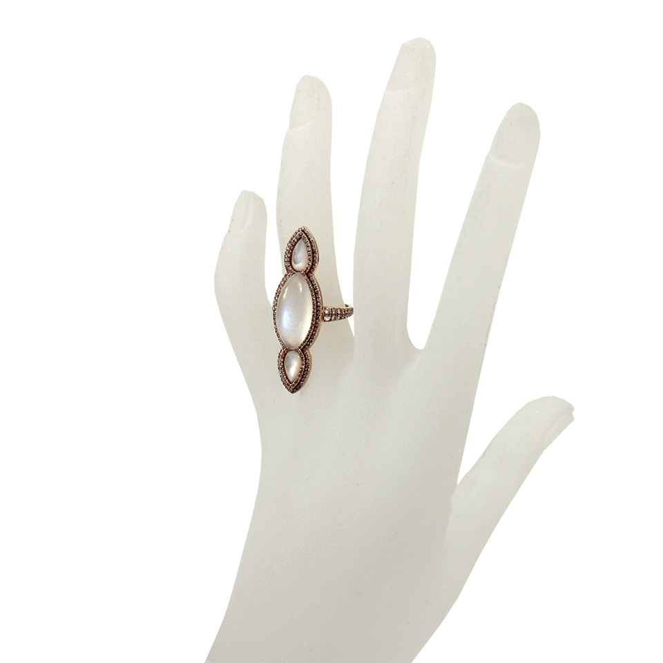 INBAR-Marqiza Moonstone Mother of Pearl Ring-ROSE GOLD