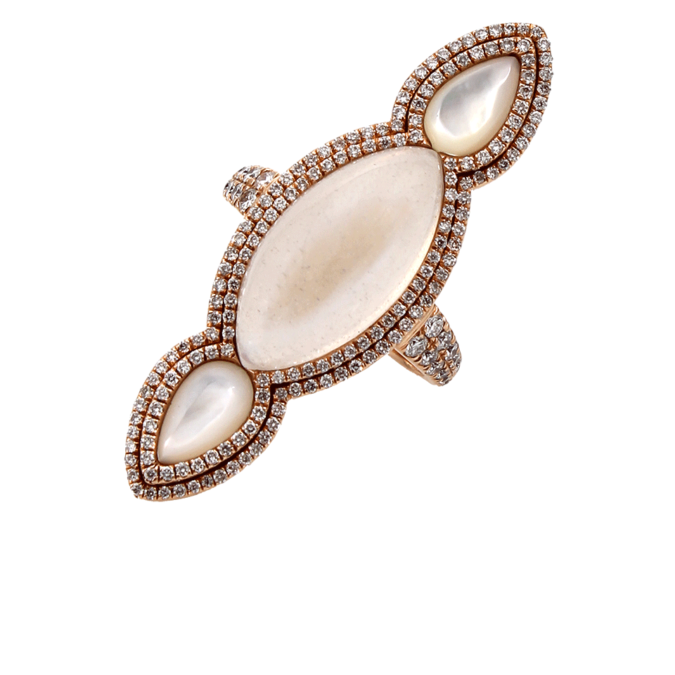 INBAR-Marqiza Moonstone Mother of Pearl Ring-ROSE GOLD