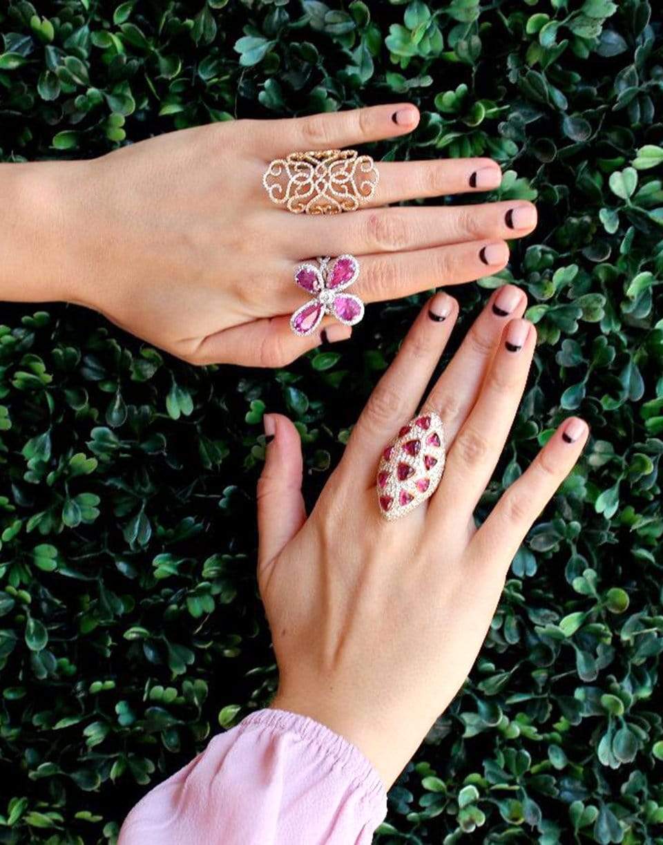 INBAR-Diamond Pave Lace Ring-ROSE GOLD